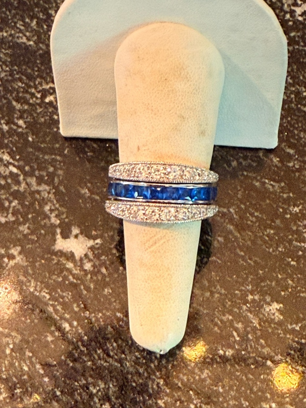 Blue Sapphire Reversible Channel-Set Crystal Band Ring